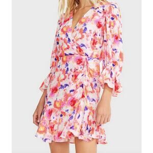 Betsey Johnson Sunset Floral Wrap Dress multicolored size 8